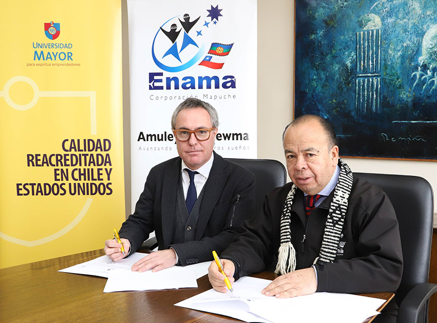 VINCULACIÓN CON EL MEDIO//Universidad Mayor y ENAMA firman convenio para fomentar educación Intercultural