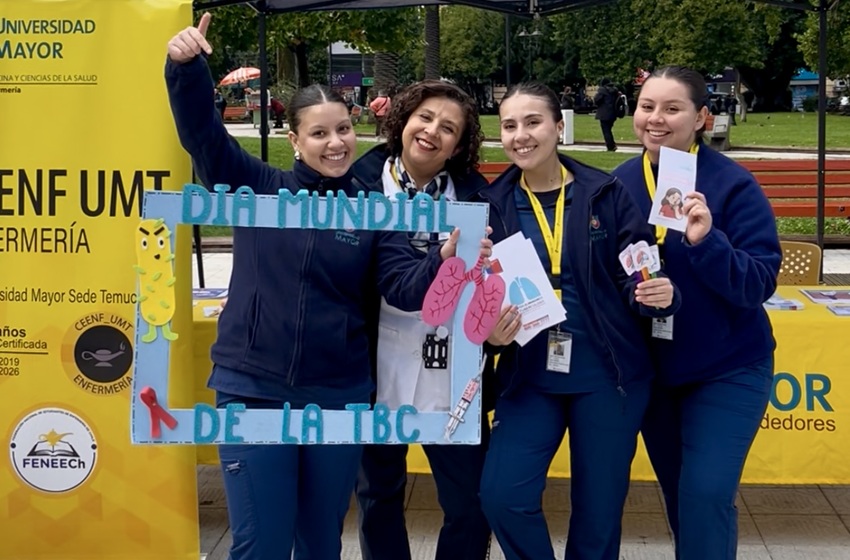 Estudiantes de la Universidad Mayor llaman a prevenir la tuberculosis en Temuco
