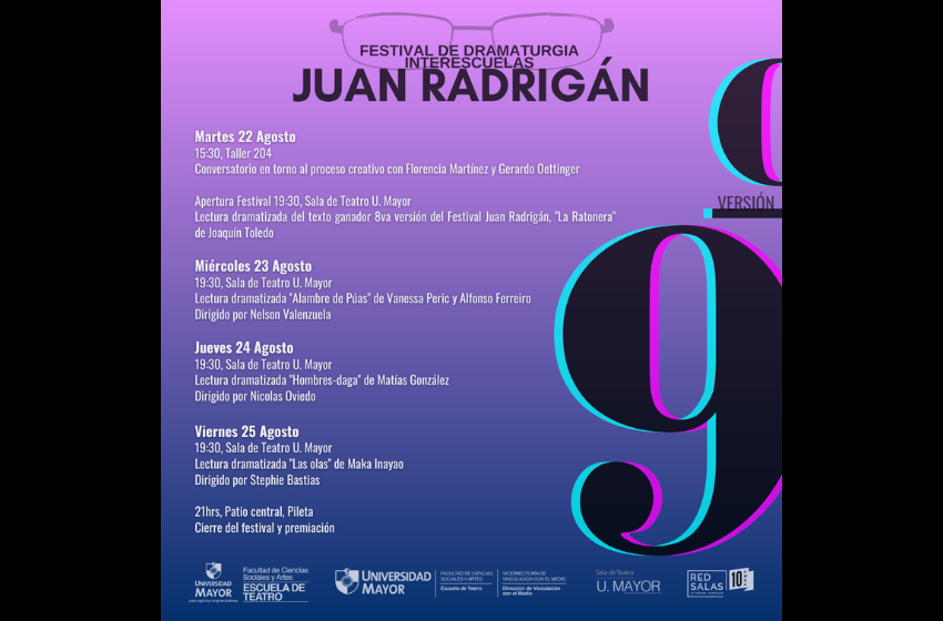 Conoce la cartelera del IX Festival de Dramaturgia Interescuelas “Juan Radrigán”