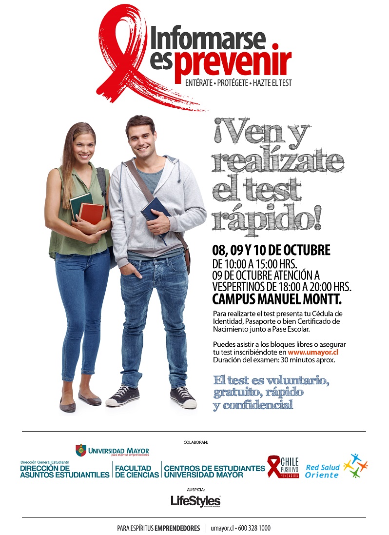 Salud// Universidad Mayor dispondrá de 1.000 test rápidos de VIH para sus estudiantes en el campus Manuel Montt